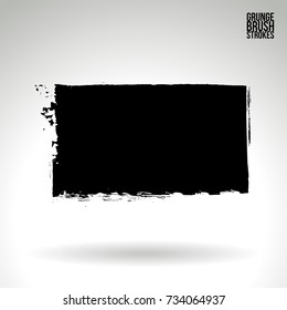 Black brush stroke and texture. Grunge vector abstract hand - painted element. Underline and border design.