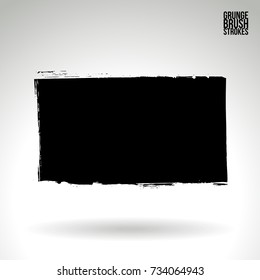 Black brush stroke and texture. Grunge vector abstract hand - painted element. Underline and border design.