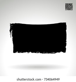 Black brush stroke and texture. Grunge vector abstract hand - painted element. Underline and border design.