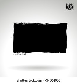 Black brush stroke and texture. Grunge vector abstract hand - painted element. Underline and border design.