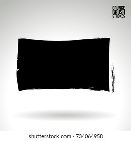Black brush stroke and texture. Grunge vector abstract hand - painted element. Underline and border design.