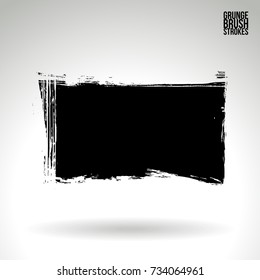 Black brush stroke and texture. Grunge vector abstract hand - painted element. Underline and border design.