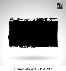 Black brush stroke and texture. Grunge vector abstract hand - painted element. Underline and border design.