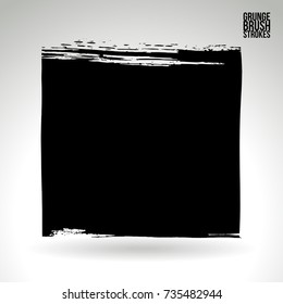 Black brush stroke and texture. Grunge vector abstract hand - painted element. Underline and border design.