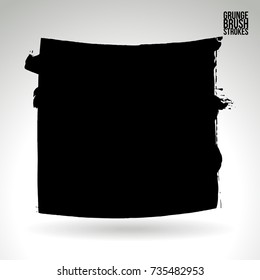 Black brush stroke and texture. Grunge vector abstract hand - painted element. Underline and border design.