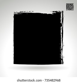 Black brush stroke and texture. Grunge vector abstract hand - painted element. Underline and border design.