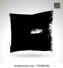 Black brush stroke and texture. Grunge vector abstract hand - painted element. Underline and border design.