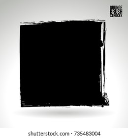 Black brush stroke and texture. Grunge vector abstract hand - painted element. Underline and border design.