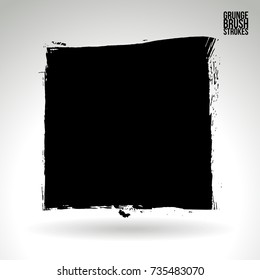 Black brush stroke and texture. Grunge vector abstract hand - painted element. Underline and border design.