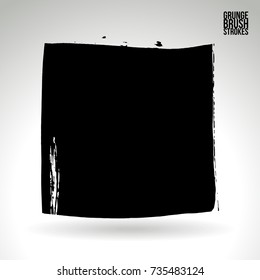 Black brush stroke and texture. Grunge vector abstract hand - painted element. Underline and border design.