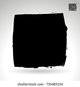 Black brush stroke and texture. Grunge vector abstract hand - painted element. Underline and border design.
