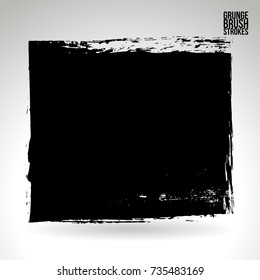 Black brush stroke and texture. Grunge vector abstract hand - painted element. Underline and border design.