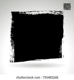 Black brush stroke and texture. Grunge vector abstract hand - painted element. Underline and border design.