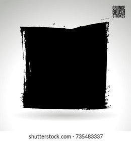 Black brush stroke and texture. Grunge vector abstract hand - painted element. Underline and border design.