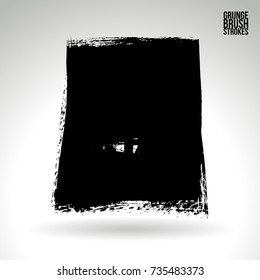 Black brush stroke and texture. Grunge vector abstract hand - painted element. Underline and border design.