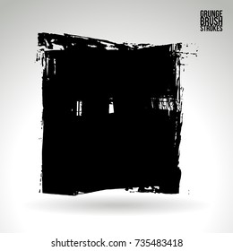 Black brush stroke and texture. Grunge vector abstract hand - painted element. Underline and border design.