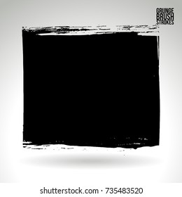 Black brush stroke and texture. Grunge vector abstract hand - painted element. Underline and border design.