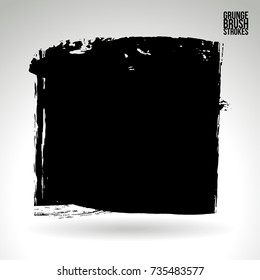 Black brush stroke and texture. Grunge vector abstract hand - painted element. Underline and border design.