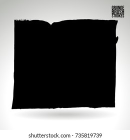 Black brush stroke and texture. Grunge vector abstract hand - painted element. Underline and border design.