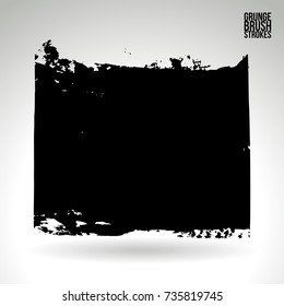 Black brush stroke and texture. Grunge vector abstract hand - painted element. Underline and border design.