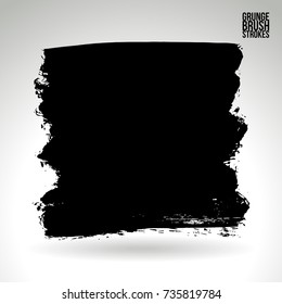 Black brush stroke and texture. Grunge vector abstract hand - painted element. Underline and border design.