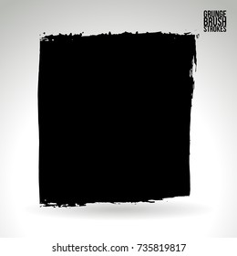 Black brush stroke and texture. Grunge vector abstract hand - painted element. Underline and border design.
