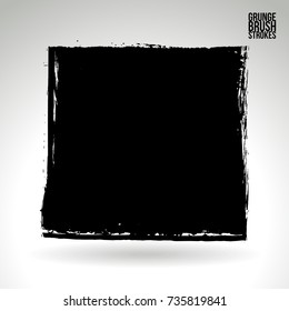 Black brush stroke and texture. Grunge vector abstract hand - painted element. Underline and border design.