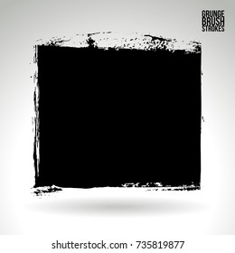 Black brush stroke and texture. Grunge vector abstract hand - painted element. Underline and border design.