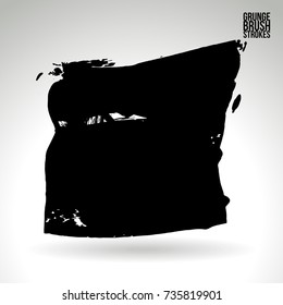 Black brush stroke and texture. Grunge vector abstract hand - painted element. Underline and border design.
