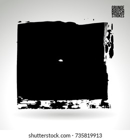 Black brush stroke and texture. Grunge vector abstract hand - painted element. Underline and border design.