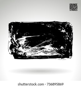Black brush stroke and texture. Grunge vector abstract hand - painted element. Underline and border design.