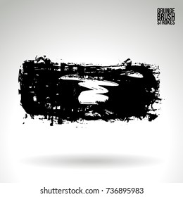 Black brush stroke and texture. Grunge vector abstract hand - painted element. Underline and border design.