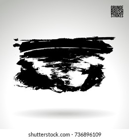 Black brush stroke and texture. Grunge vector abstract hand - painted element. Underline and border design.