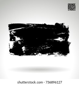 Black brush stroke and texture. Grunge vector abstract hand - painted element. Underline and border design.