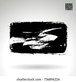 Black brush stroke and texture. Grunge vector abstract hand - painted element. Underline and border design.