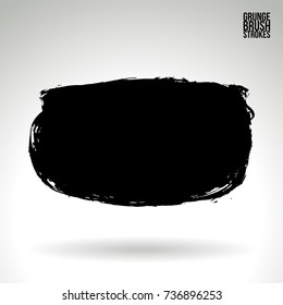 Black brush stroke and texture. Grunge vector abstract hand - painted element. Underline and border design.