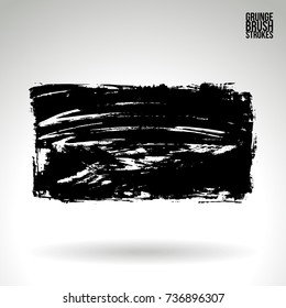 Black brush stroke and texture. Grunge vector abstract hand - painted element. Underline and border design.