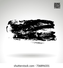 Black brush stroke and texture. Grunge vector abstract hand - painted element. Underline and border design.