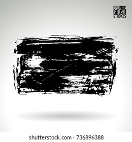 Black brush stroke and texture. Grunge vector abstract hand - painted element. Underline and border design.