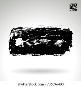 Black brush stroke and texture. Grunge vector abstract hand - painted element. Underline and border design.