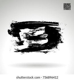 Black brush stroke and texture. Grunge vector abstract hand - painted element. Underline and border design.