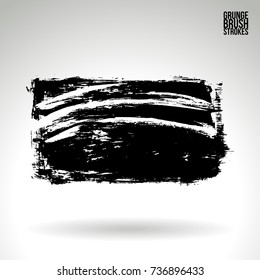 Black brush stroke and texture. Grunge vector abstract hand - painted element. Underline and border design.