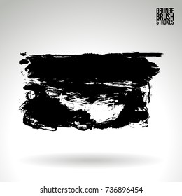 Black brush stroke and texture. Grunge vector abstract hand - painted element. Underline and border design.