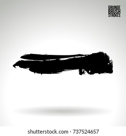 Black brush stroke and texture. Grunge vector abstract hand - painted element. Underline and border design.