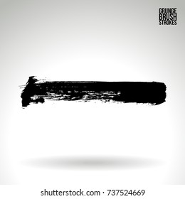 Black brush stroke and texture. Grunge vector abstract hand - painted element. Underline and border design.