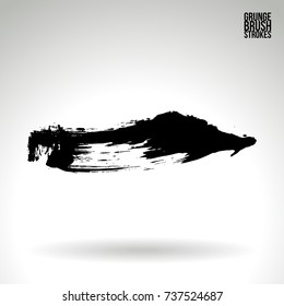 Black brush stroke and texture. Grunge vector abstract hand - painted element. Underline and border design.