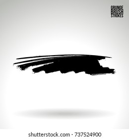 Black brush stroke and texture. Grunge vector abstract hand - painted element. Underline and border design.
