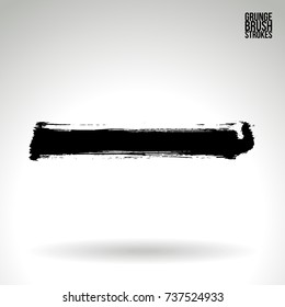 Black brush stroke and texture. Grunge vector abstract hand - painted element. Underline and border design.
