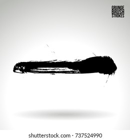 Black brush stroke and texture. Grunge vector abstract hand - painted element. Underline and border design.