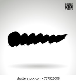 Black brush stroke and texture. Grunge vector abstract hand - painted element. Underline and border design.